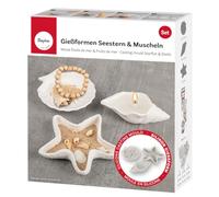 Rayher Assortiment de moules «Coquillage» en silicone, 3 pces., 3 formes, 10,7-13,6x42,4-10,7x2-3,3cm, béton créatif, Raysin, résine époxy, décoration, maritime-36187000