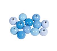 Perles En Bois Polies 12mm Tons Bleu Clair 32 Pièces