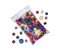Rayher Assortiment de perles en bois, multicolore, 4-25mm ø, trouées, 250g, art créatif, bijoux, bracelet, collier, porte-clefs-1209800