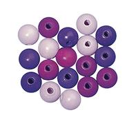 Rayher Assortiment de Perles en Bois, Violet, 82 pces., 8mm ø, FSC 100%, Brillant, Art créatif, Bijoux, Porte-clefs, Attache tétine de bébé-1252500