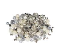 Rayher Assortiment de Perles en Verre et en métal, Blanc, 100g, Mix de Motifs et Tailles, Nuances Assorties, sans Fil, Arts créatifs, bijoux-14877102