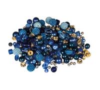 Rayher Assortiment de Perles en Verre et en métal, Bleu Roi, 100g, Mix de Motifs et Tailles, Nuances Assorties, sans Fil, Arts créatifs, bijoux-14877376