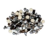 Rayher Assortiment de Perles en Verre et en métal, Noir-et-Blanc, 100g, Mix de Motifs et Tailles, Nuances Assorties, sans Fil, Arts créatifs, bijoux-14877573