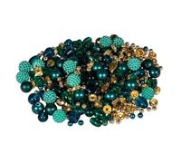 Rayher Assortiment de Perles en Verre et en métal, Vert émeraude, 100g, Mix de Motifs et Tailles, Nuances Assorties, sans Fil, Arts créatifs, bijoux-14877429