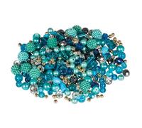 Rayher Assortiment de Perles en Verre et en métal, Vert Turquoise, 100g, Mix de Motifs et Tailles, Nuances Assorties, sans Fil, Arts créatifs, bijoux-14877392