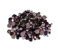 Rayher Assortiment de Perles en Verre et en métal, Violet, 100g, Mix de Motifs et Tailles, Nuances Assorties, sans Fil, Arts créatifs, bijoux-14877314