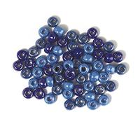 Rayher Assortiment de Perles en verre opaque, bleu ciel-turquoise-bleu, 1 pot, 55g, 5,4mm ø, gros trou 1,3mm ø, arts créatifs, décorations, macramé, bijoux-1441300