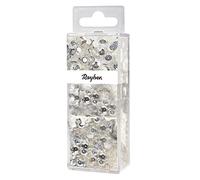 Rayher Assortiment de perles et paillettes, argent, 80g, Ø 2,6-6mm, avec fil, arts créatifs, décorations -14538606