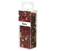 Rayher Assortiment de perles et paillettes, rouge, 80g, Ø 2,6-6mm, avec fil, arts créatifs, décorations -14538287