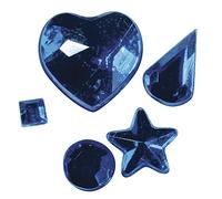 Rayher Assortiment de Pierres strass, bleu foncé, 58 pces., 3-12 mm, 5 formes, verre acrylique, autocollant, arts créatifs, scrapbooking, carte-1522210