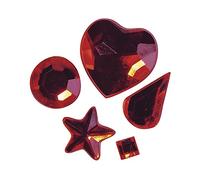 Rayher Assortiment de Pierres Strass, Rouge, 58 pces., 3-12 mm, 5 Formes, Verre Acrylique, Autocollant, Arts créatifs, Scrapbooking, carte-1522218