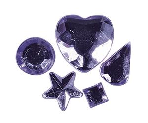 Rayher Assortiment de Pierres Strass, Violet, 58 pces., 3-12 mm, 5 Formes, Verre Acrylique, Autocollant, Arts créatifs, Scrapbooking, carte-1522235