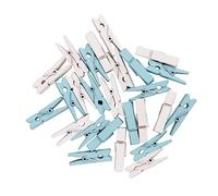 Rayher Assortiment de pinces à linge, bleu-blanc, 26 pces, 3,5cm, bois 100% FSC, arts créatifs, bébé, garçon, décorations, baptême, communion, photo, mémo-64590356