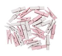 Rayher Assortiment de pinces à linge, rose-blanc, 26 pces, 3,5cm, bois 100% FSC, arts créatifs, bébé, fille, décorations, baptême, communion, photo, mémo-64590258