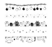 Rayher Assortiment de tampons en Silicone Bordures Noel, 1 Planche, 102,5x97mm, 5 Motifs, Transparent, pour Bloc Acrylique, Cartes, scrapbooking-50299000