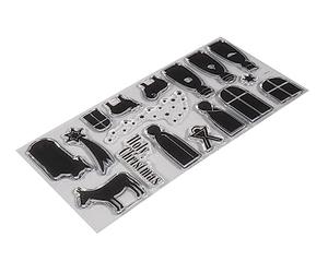 Rayher Assortiment de tampons en silicone CRECHE, 1 planche, 205X97mm, 17 motifs, transparent, pour bloc acrylique, cartes, scrapbooking, Noël-50277000