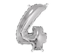 Rayher Ballon gonflable chiffre "4" p. anniversaire 40cm 1pce argenté, 87036606