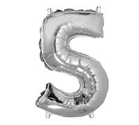 Rayher Ballon gonflable chiffre 5 anniversaire, jubilé 1pc 40cm argent, 87037606