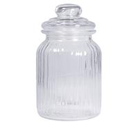 Rayher Bocal de Conservation en Verre cannelé Blanc, Transparent, 1 PCE., 925ml, 11cm ø, H. 18,5cm, avec Couvercle, bonbonnière, Biscuits, bonbons-46166000