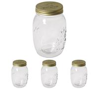 Rayher Bocal en verre avec couvercle 1000ml, ø10,5cm, 17cm transparent, 68037000 (Lot de 4)