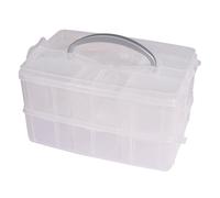 Rayher Boîte de Tri, Poignée de Transport, à 2 Niveaux, 23,1 X 15,6 cm, 13 cm de Haut, Plastique, Transparente, pour Bibelots, Jouets, Outils, Accessoires de Couture, Matériel d’Artisanat, 47001000