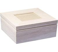 Rayher boîte en bois avec couvercle photo FSCMixCred 12x12x7,6cm beige, 62264000