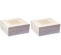 Rayher boîte en bois avec couvercle photo FSCMixCred 12x12x7,6cm beige, 62264000 (Lot de 2)