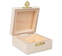 Rayher Boite en Bois Naturel, 1 PCE., 7,5x7,5x4cm, 100% FSC, Rangement, Couvercle avec charnière-64508505