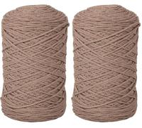 Rayher Braidy Fil de Recyclage, 1 pelote de env. 250m, tressé, 2 mm, Marron Taupe, Technique du macramé, 42009509 (Lot de 2)
