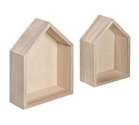 RAYHER LOISIR RAYHER LOISIR Rayher Maisons à ossature en bois 62696000, 2 pièces, FSC Mix Credit, 14 x 10 x 4 cm et 12,5 x 8,5 x 4 cm, pour la conception à faire soi-même, Beige
