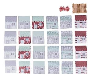 Rayher Calendrier de l’avent MAISONS numérotées, design, 49 pces., 9X10X3,5cm , 24 pinces à linge, cordon 3m, Noël-67394000