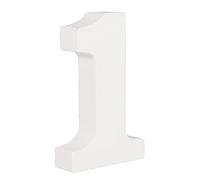 Rayher Chiffre en bois MDF 3D "1" décoration FSC 100%, 8x2x11 cm blanc, 64601102