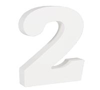 Rayher Chiffre en bois MDF 3D "2" décoration FSC 100% 9,2x2x11cm blanc, 64602102