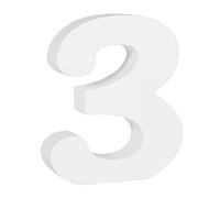 Rayher Chiffre en bois MDF 3D "3" décoration FSC 100%, 9x2x11cm blanc, 64603102