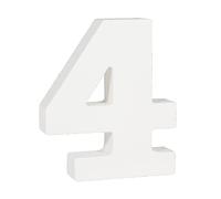 Rayher Chiffre en bois MDF 3D "4" décoration FSC 100% 9,4x2x11cm blanc, 64604102