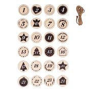 Rayher Chiffres en bois p. calendrier avent 1-24 3cm + ficelle, nature, 46715000