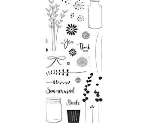 Rayher Clear Stamps - Botanical 1 Feuille 97x205mm 30 Motifs Silicone, 50274000