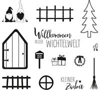 Rayher Clear Stamps Monde de lutins 102,5 x 97 mm 13 motifs 1 feuille, 50266000