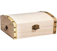 Rayher coffret de rangement en bois FSC Mix Credit, 13,5x10x8cm, nature 62609000, Beige/Doré