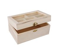 Rayher coffret de rangement en bois FSC MixCredit nature, 20x13x9,5 cm, 62578000, Bleu,rose