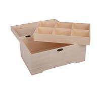 Rayher coffret en bois av. insert 2pcs 28x18x13,5 cm 6 sections nature, 64027505, Beige
