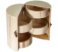 Rayher Colonne à bijoux « Milano » en bois, ø 15cm, hauteur 21cm, pliable, couleur naturelle, 4 compartiments pour bijoux et autres rangements de bijoux, 62407000