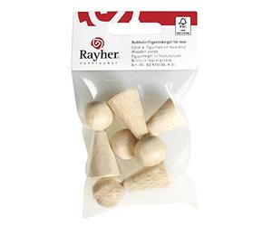 Rayher Cônes en bois p. figurines en bois brut 100% FSC 50mm 4pc nature, 6247000