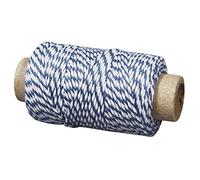 Rayher Cordon bicolore textile, bleu-roi/blanc, 1 pce., bobine 35m, 10g, ø 1mm, lavable, ficelle qualité alimentaire, arts créatifs, cadeau, cartes- 55517376