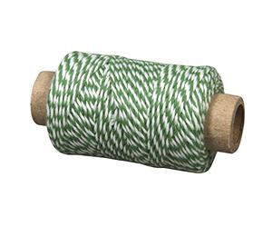 Rayher Cordon bicolore textile, vert-pré/blanc, 1 pce., bobine 35m, 10g, ø 1mm, lavable, ficelle qualité alimentaire, arts créatifs, cadeau, cartes- 55517420