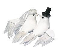 Rayher Couple de colombes pour Mariage, Oiseaux décoratifs, 8 cm, Blanc, 8523102