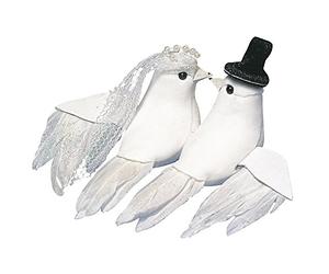 Rayher Couple de colombes pour Mariage, Oiseaux décoratifs, 8 cm, Blanc, 8523102