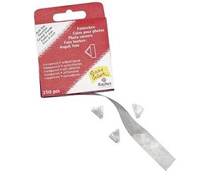 Rayher Distributeur de coins EasyGlue pour photos, transparent, 1 boite, 250 pces., 1,3x1,5cm, autocollant, papier, carte, scrapbooking, photos-3340200