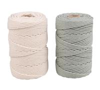 Rayher Duo de Cordon en coton, eucalyptus-nature, 2 pces., ø 2,2mm, 200g, écheveau 70m, lavable, arts créatifs, macramé, crochet, tricot, décorations-44000502