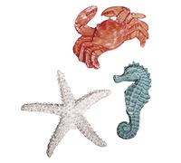 Rayher Embellissements «Animaux Marins», Bleu-Blanc-Rouge, 3 pces., 4-6cm, polyrésine colorée, 3 Motifs, décoration, Table, Cartes, Scrapbooking, été, Maritime -56775000
